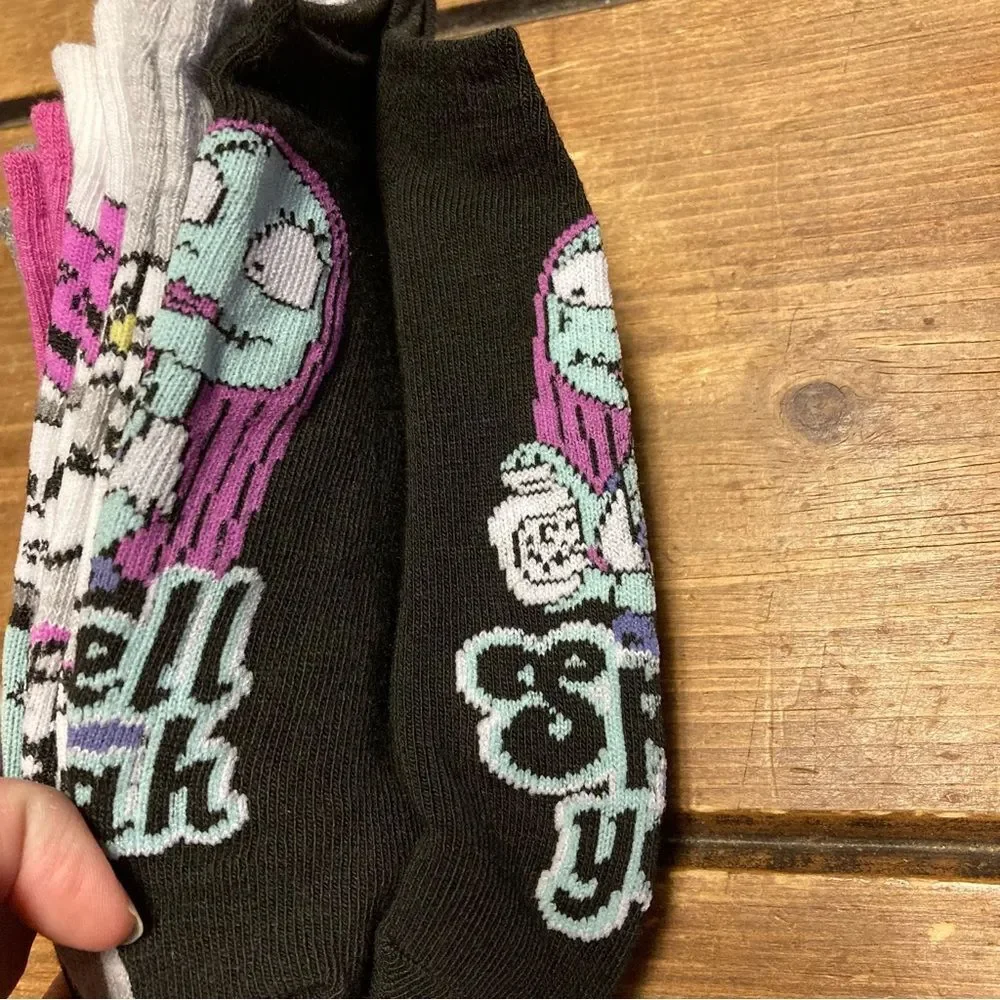 The Nightmare Before Christmas 5 Pairs No Show Socks NWT Jack Skellington Sally